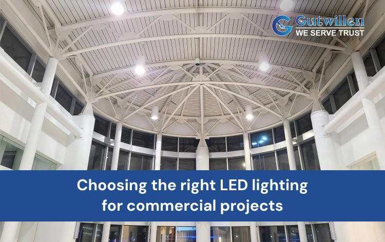 Commercial LED lighting installed in office and industrial project